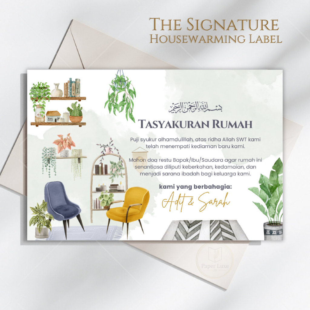 Stiker Label Tasyakuran Rumah Baru / Kartu Ucapan Syukuran Penempatan Rumah Baru