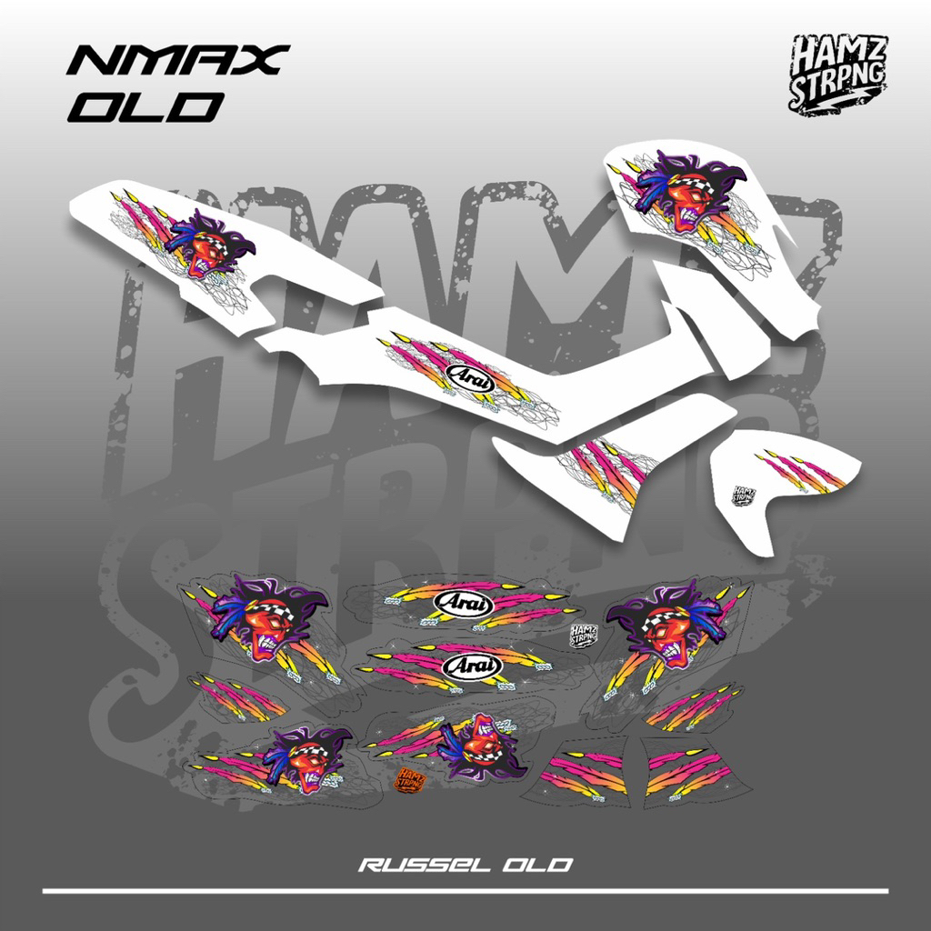 Striping Transparan NMAX Old Motif Russel Arai Livery Helm