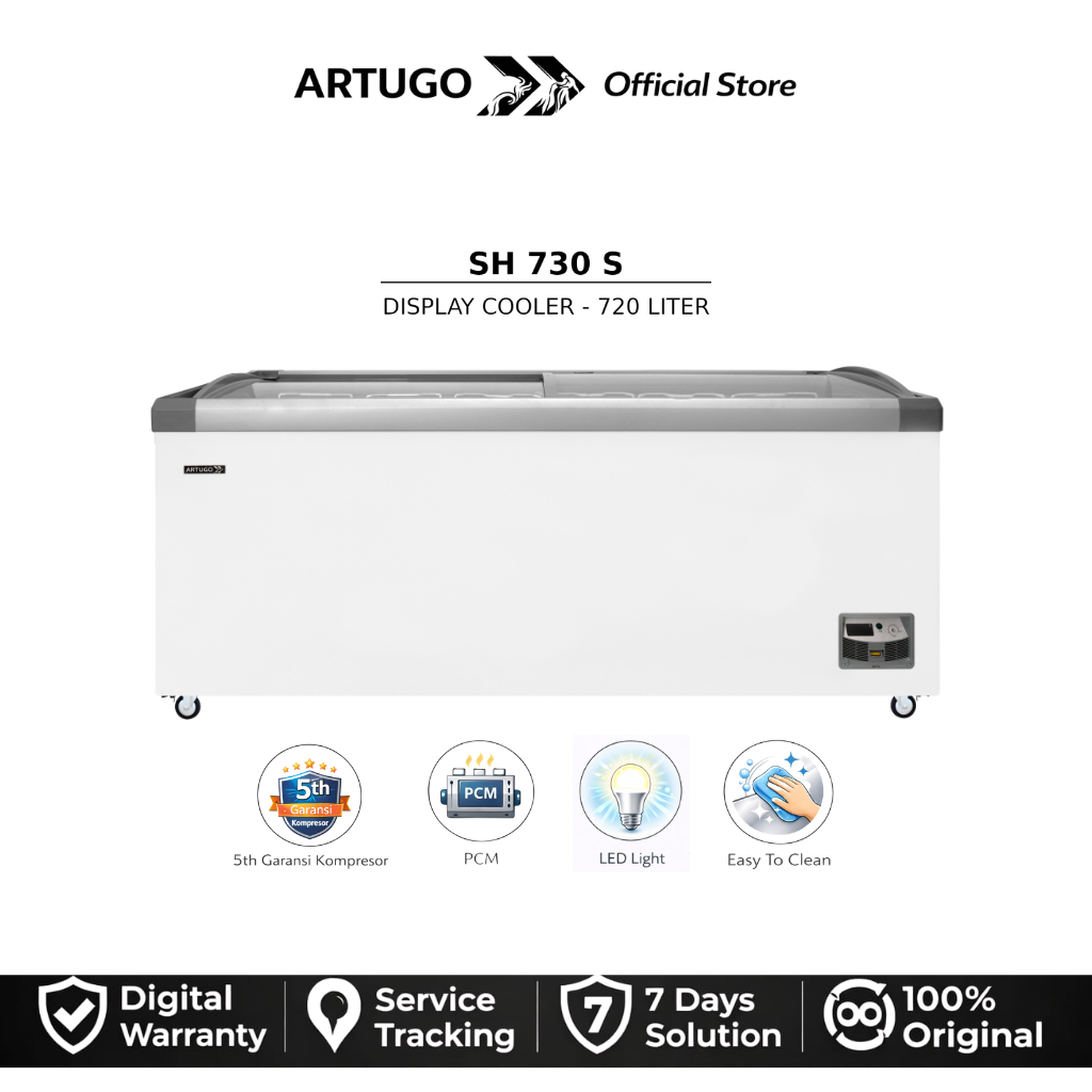 ARTUGO Sliding Curve Glass Freezer 720 Liter SH 730 S