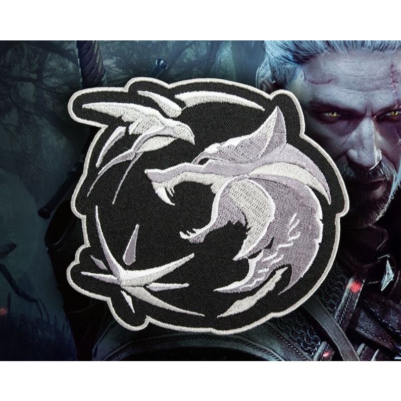 The Witcher Wolf Amulet bordir patch langsung tempel/Lem setrika