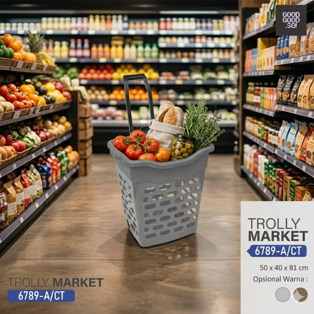 TROLLY MARKET / KERANJANG TARIK DORONG / KERANJANG BELANJA RODA