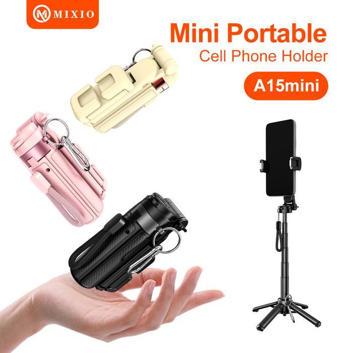 MIXIO A15 Mini Premium Pocket Grip Tripod Mini Selfie Stick Remote Control Tripod 3 In 1 Tongsis Tri