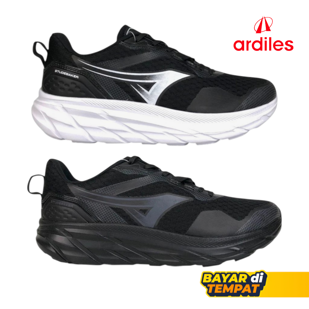 Sepatu Sekolah Kerja Casual Hitam Putih Pria Ardiles Studebaker Sneakers