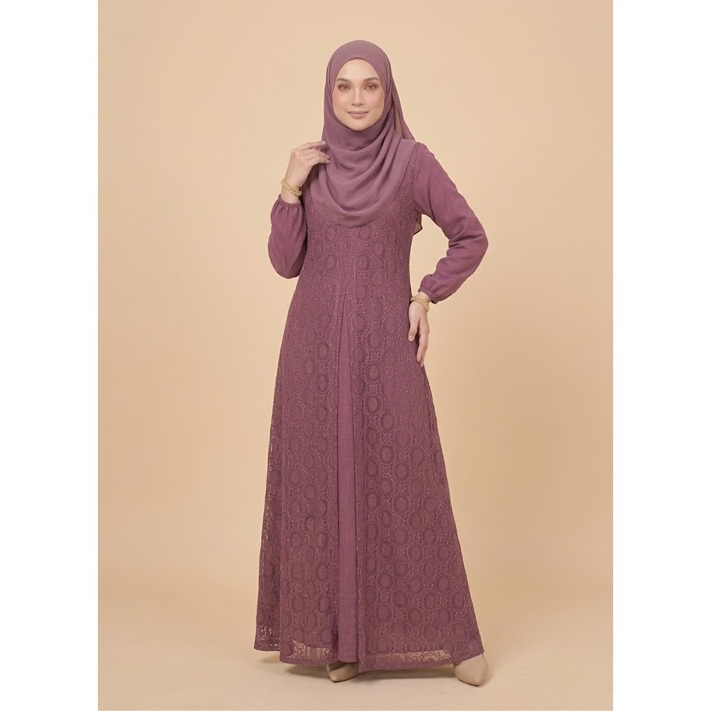 Gamis Wanita Zahra Noir Dress Brokat Premium Dress Muslimah Kekinian Anggun M L XL