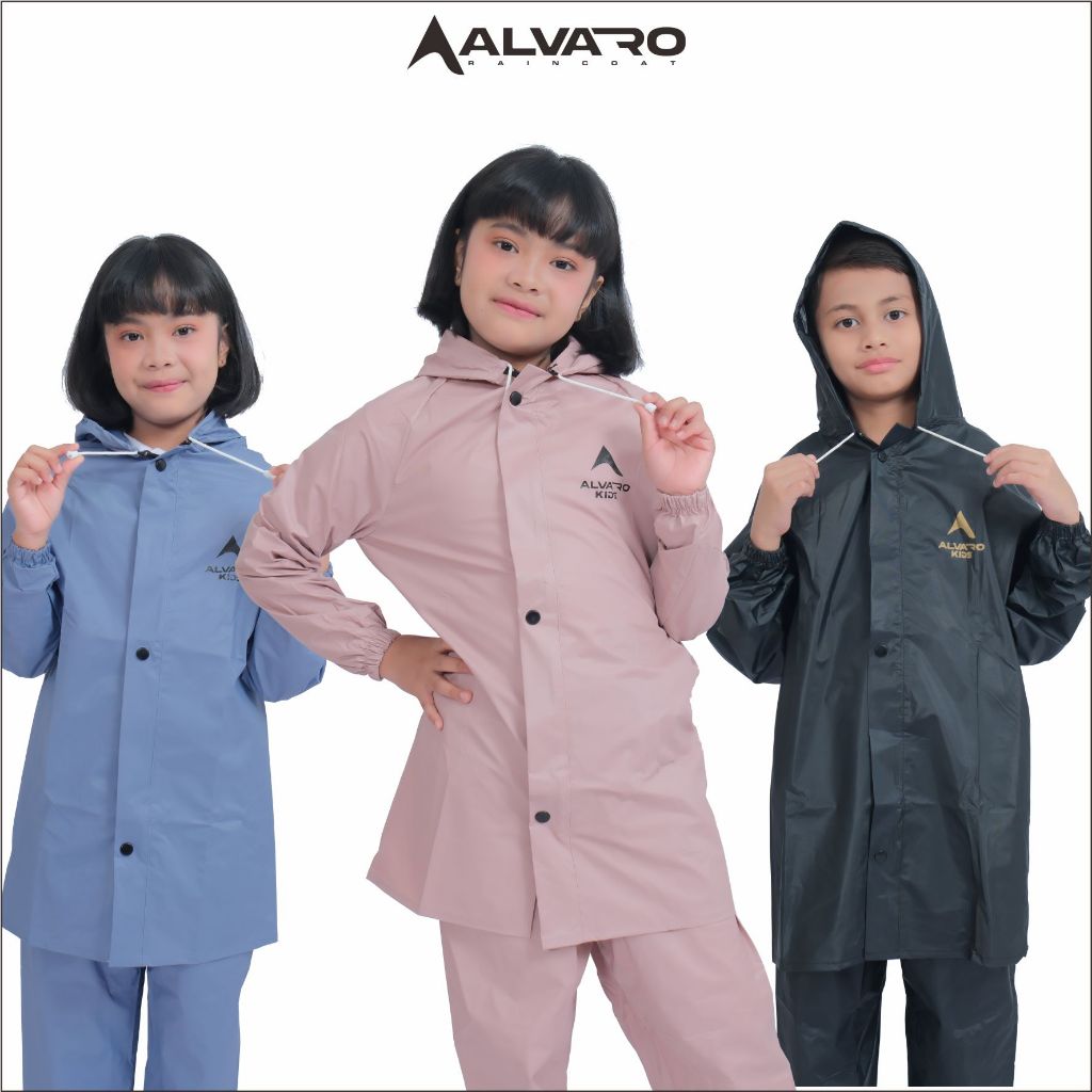 ALVARO-Jas Hujan Anak Laki laki Perempuan Mantel jas hujan Setelan Anak Anti Rembes Tebal Elastis by