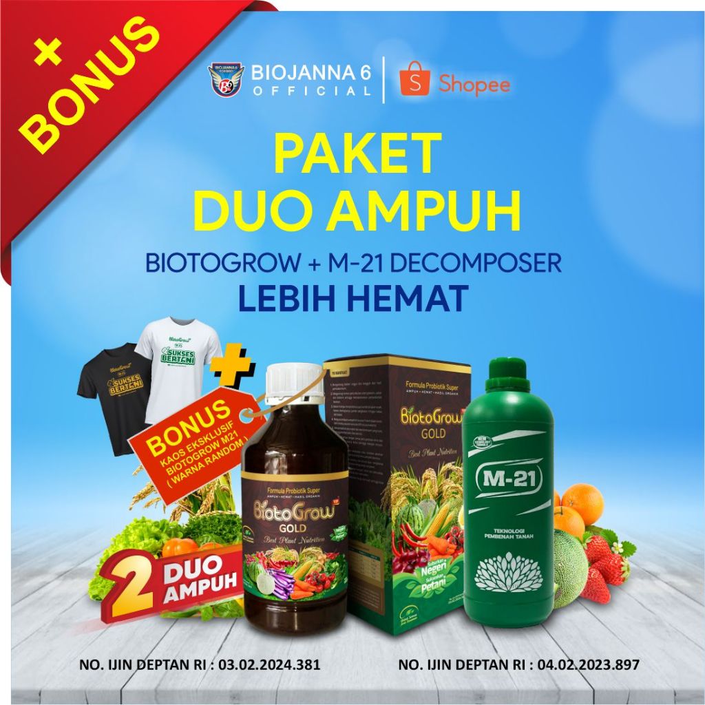 BiotoGrow + M21 Decomposer | Paket Duo Ampuh M21 Decomposer + BiotoGrow | Pupuk | Pertanian