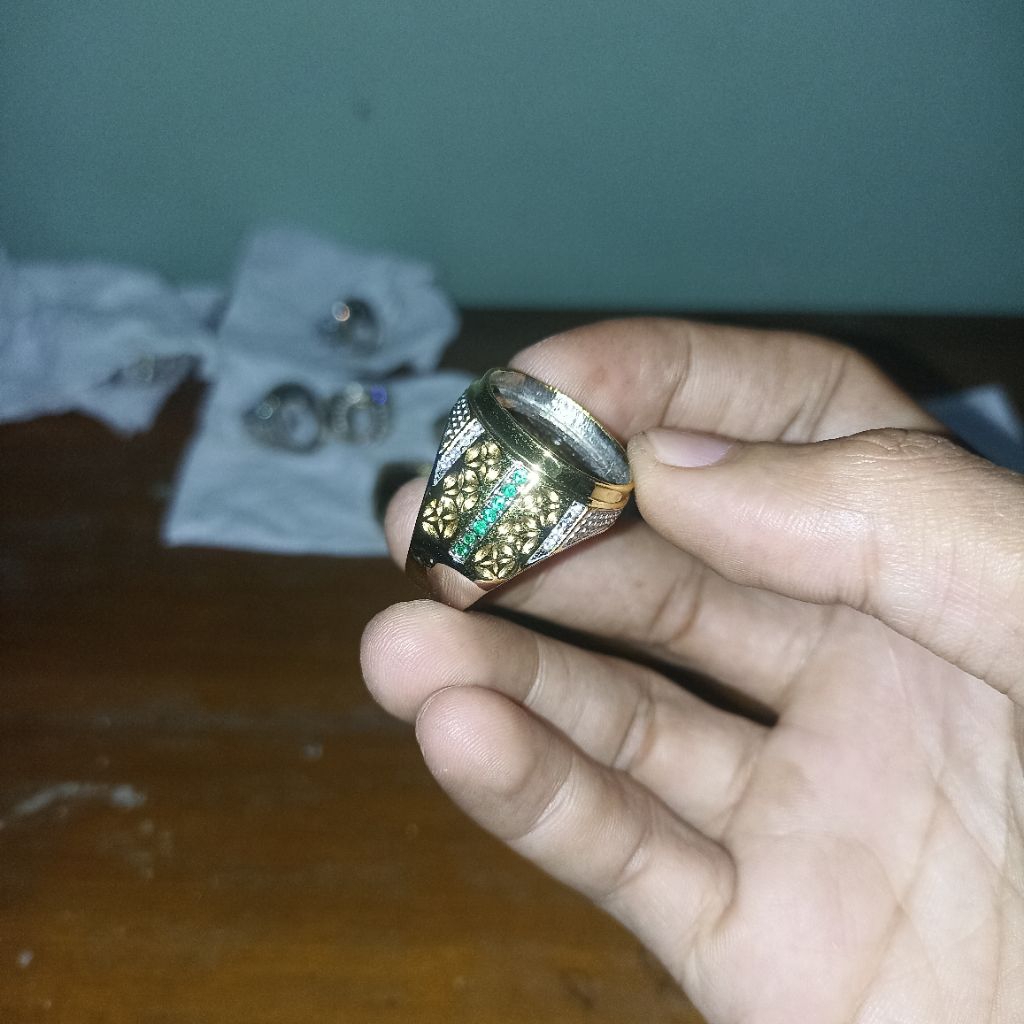 RING KUNSAR IKETAN BATU AKIK BAHAN KUNINGAN SUPER EMBAN AKIK CINCIN MEWAH MICROSETTING