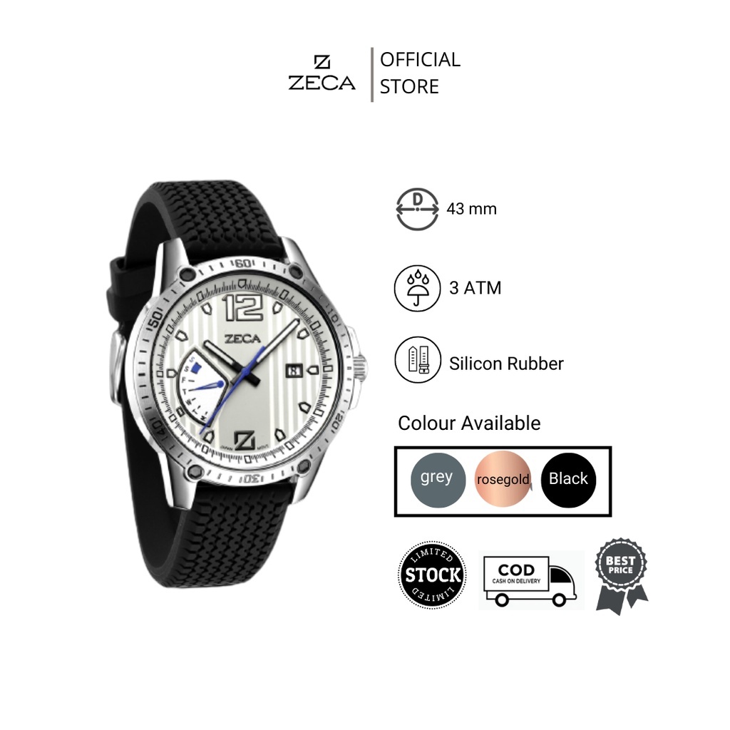 Zeca Jam Tangan Pria Rubber Chrono Original New 215M Series