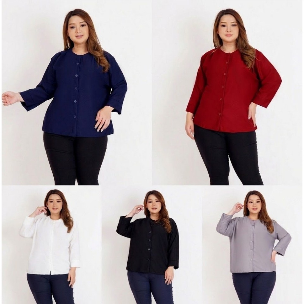 BLOUSE ATASAN KEMEJA WANITA JUMBO BIG SIZE OVERSIZE PREMIUM 02 XXL XXXL BAJU HAMIL KERJA KANTOR KASU