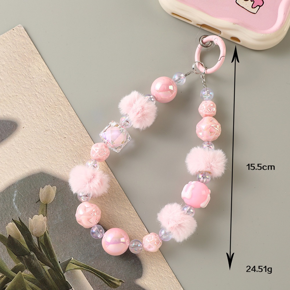 tali gantungan hp bulu | strap hp | gantungan tas for girl gift 0002 pink