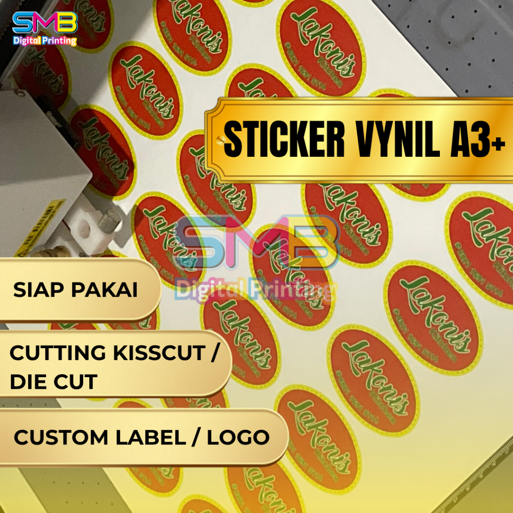Cetak Sticker A3+ Bahan Chromo / Vinyl / Logo / Label Custom