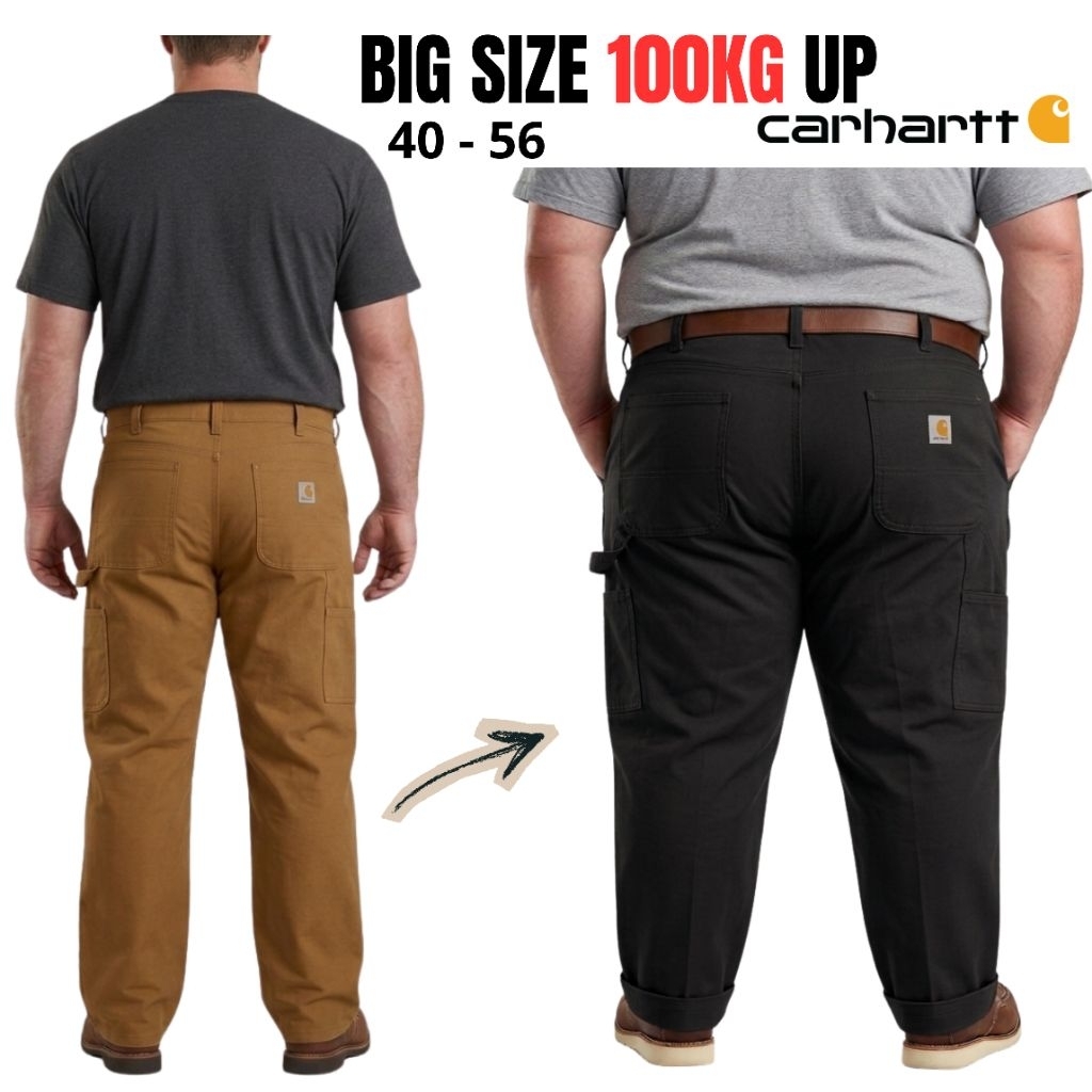 Celana Carpenter keong Jumbo Big Size Bb 100Kg+ Relaxed Fit Duck Kanvas 12 os Celana Kerja Workpants