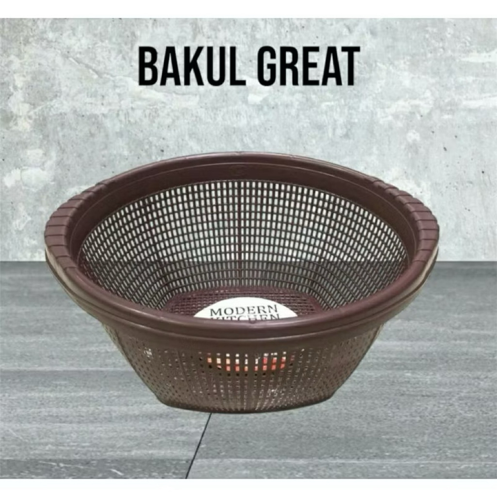 Bakul Besek Keranjang Plastik GREAT Cokelat Ukuran Sedang & Besar / Wadah Besek Wakum Serbaguna Mura