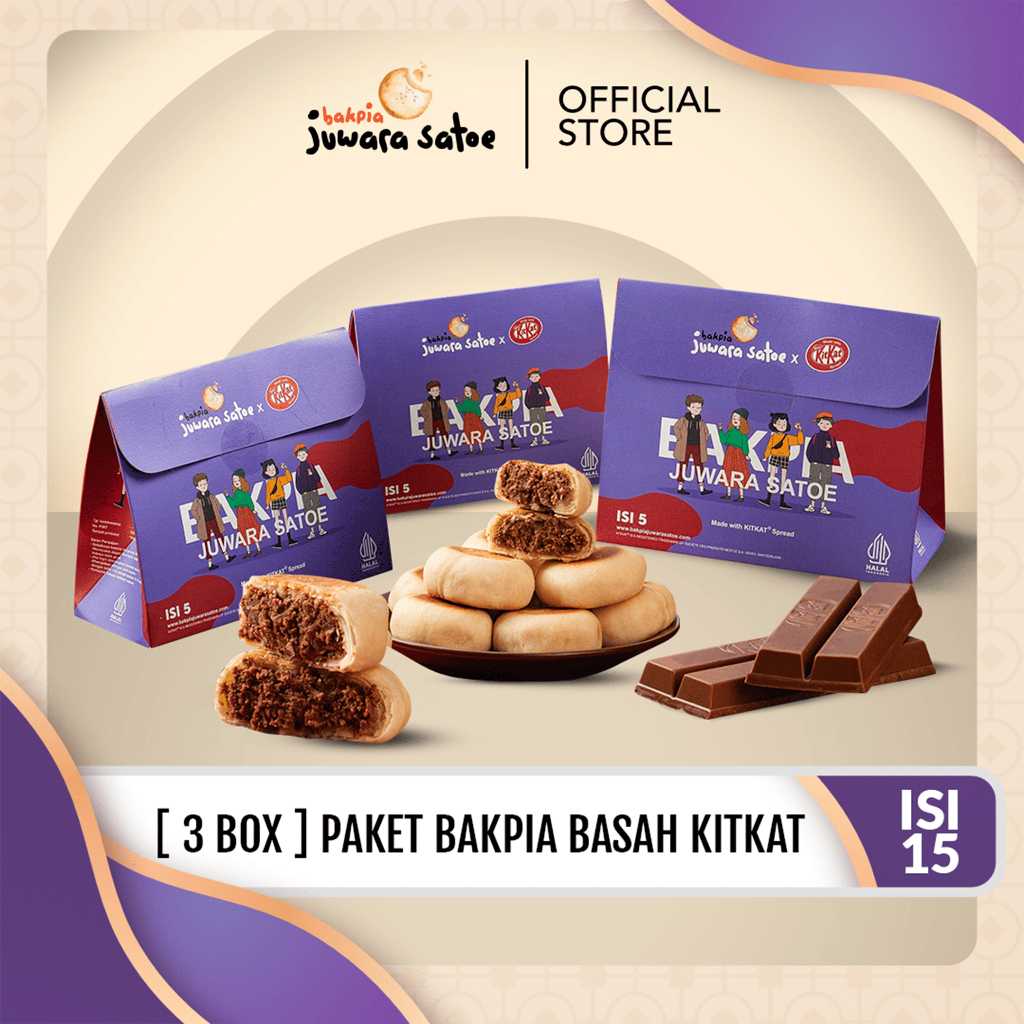 JUWARA SATOE [ 3 Box ] Paket Bakpia Basah Kitkat  - Oleh Oleh Khas Jogja
