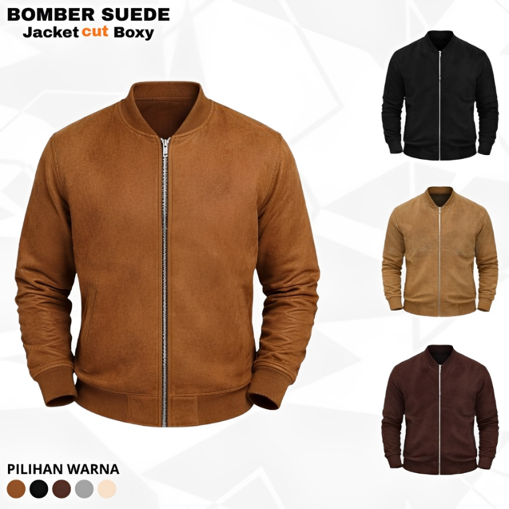 Jacket Suede Pria Jacket Korean Style Jeket Pria Dewasa Keren Jacket Pria Keren Terbaru Boxxy Bomber