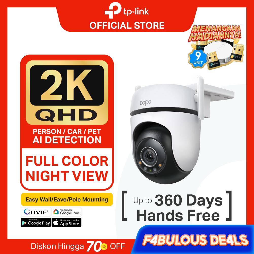 TP-Link Tapo C520WS | 2.5K Kamera CCTV Outdoor | PTZ 4MP WiFi Camera | 2K QHD | IP66 Waterproof