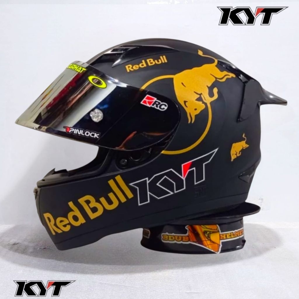 Helm KYT r10 black dof paket ganteng original KYT