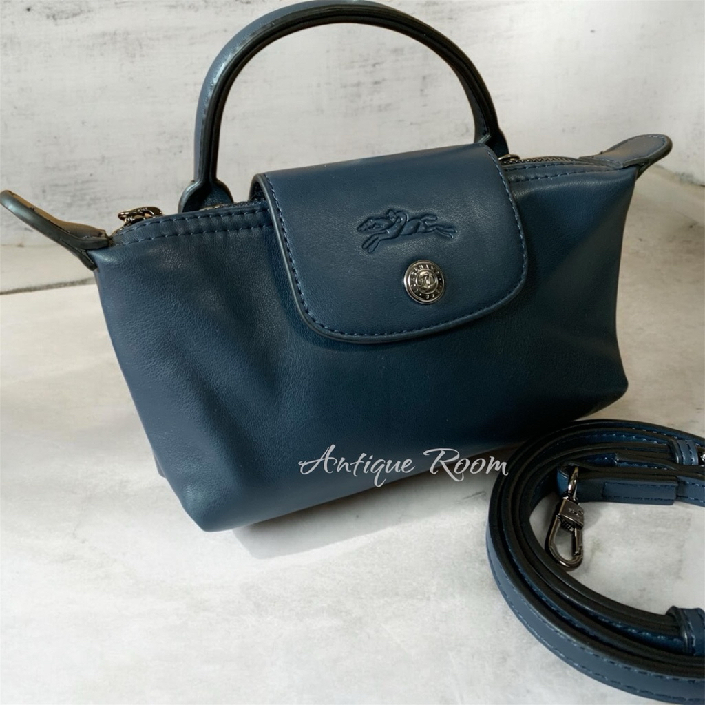 NAVY CUIR MINI Xs LC SLING BAG SIMPLE NEW