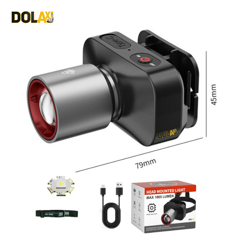 DOLAXI Garansi 10 tahun Senter Kepala Cahaya Maksimal Plus RechargePro 1000Lumen Headlamp Lampu deng