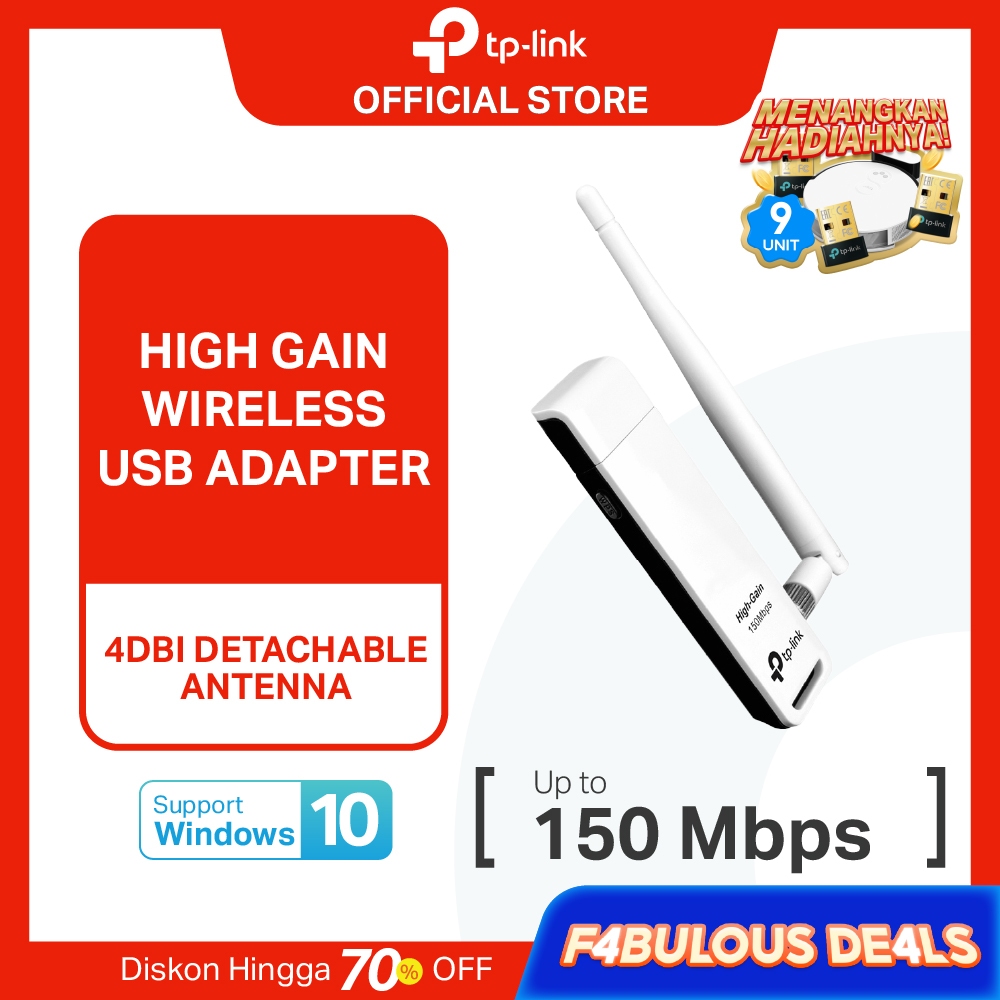 TP-Link TL-WN722N | 150Mbps WiFi Adapter | Wireless USB Adapter |  High Gain | Dongle WiFi | PC MAC