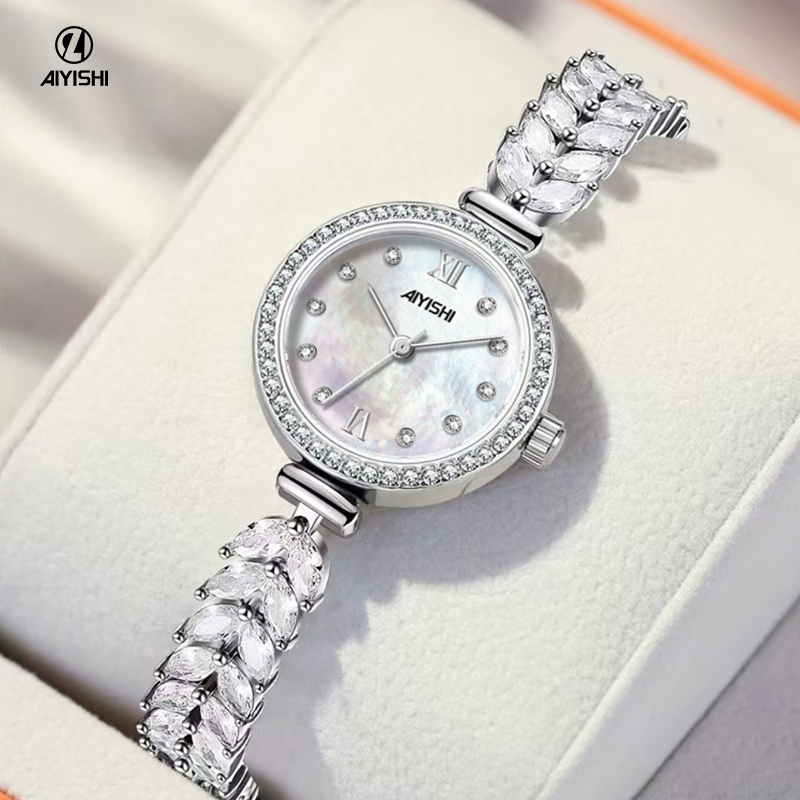 Jam Tangan Wanita AIYISHI Original, Anti Air Debu, Ukuran Kecil, Desain Korea, Warna Putih, Pink, Bi