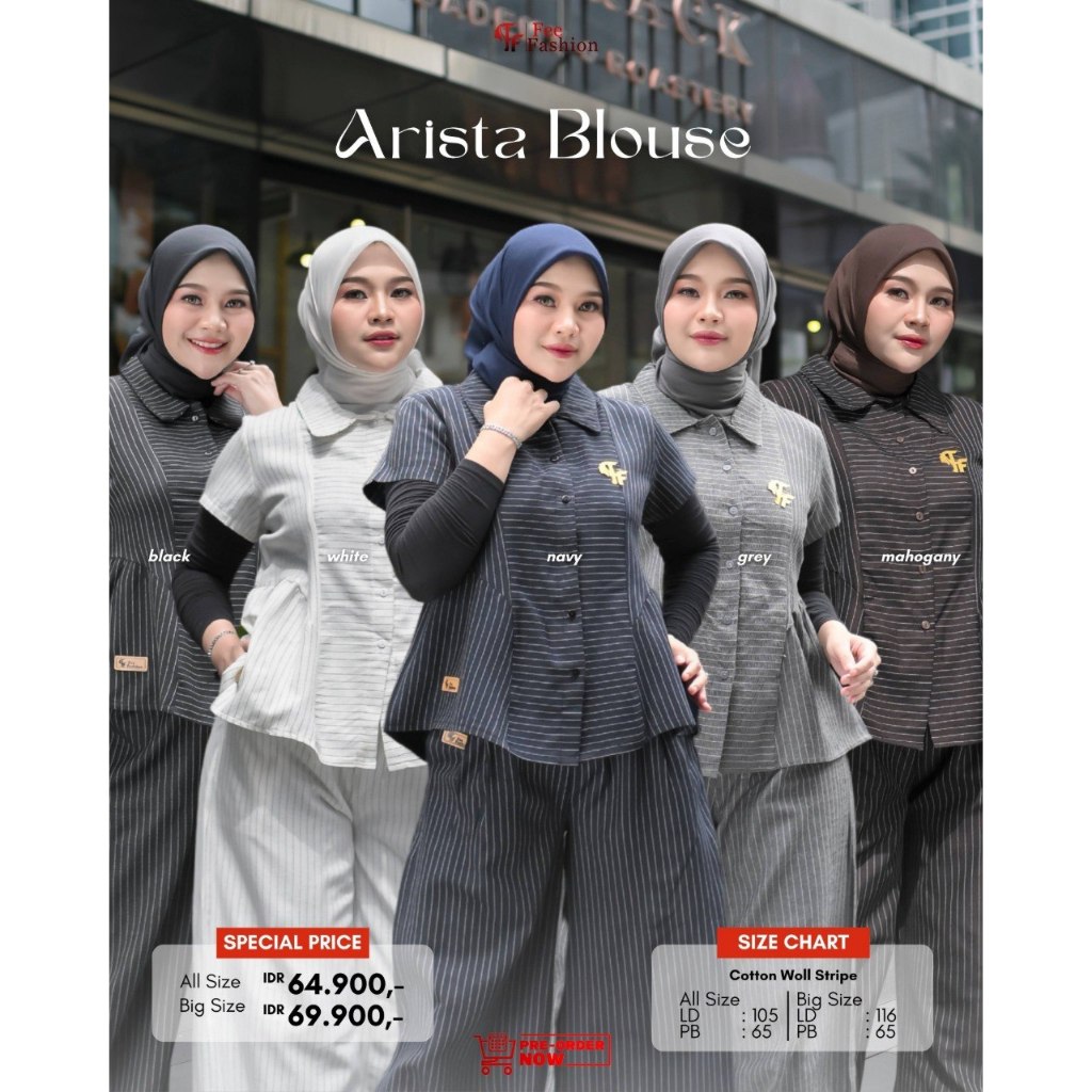 FEE FASHION ARITA BLOUSE KATUN WOLLY SALUR ATASAN DEWASA