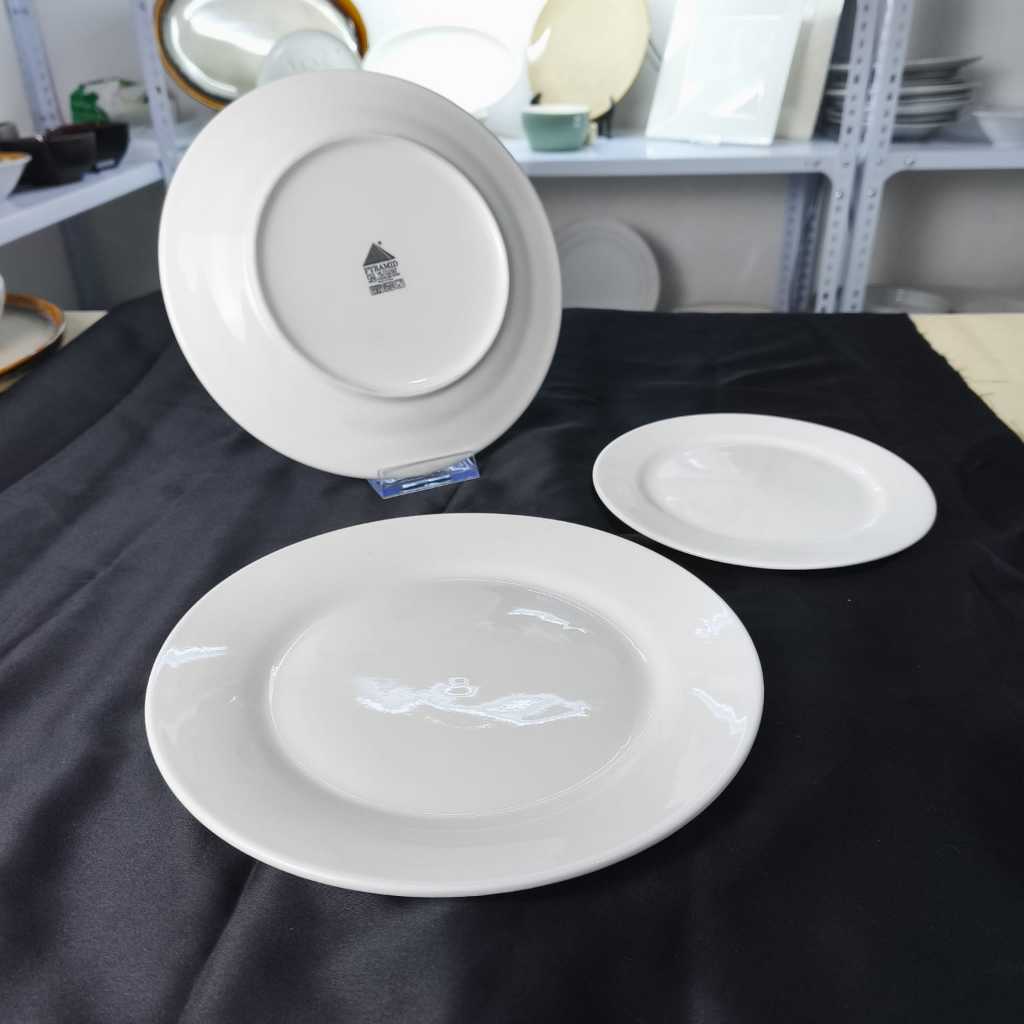 [DEFECT] Piring Keramik Porcelain Ceper Bulat Warna Putih Gading Polos Piring Aestetik 7 & 9 inch