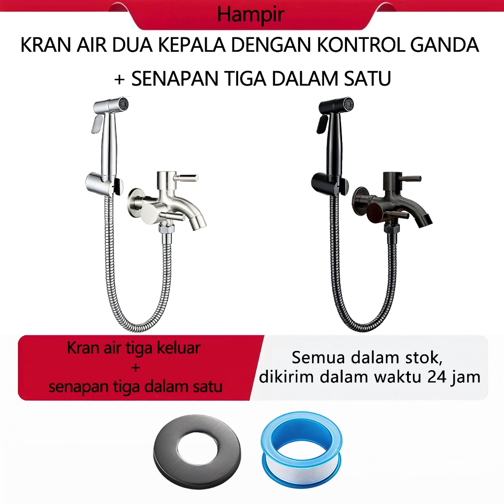 Jet Shower WC Presisi Jet Shower bukaan samping praktis efisien lengkap dengan keran dua aliran buka