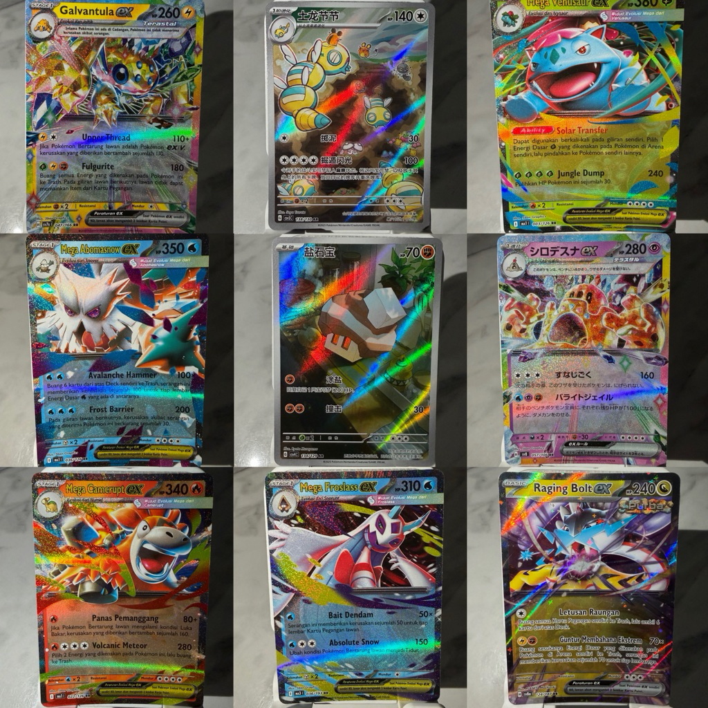KARTU POKEMON TCG AR & RR Nacli Dudun sparce mega venusaur abomasnow galvantula palossand
