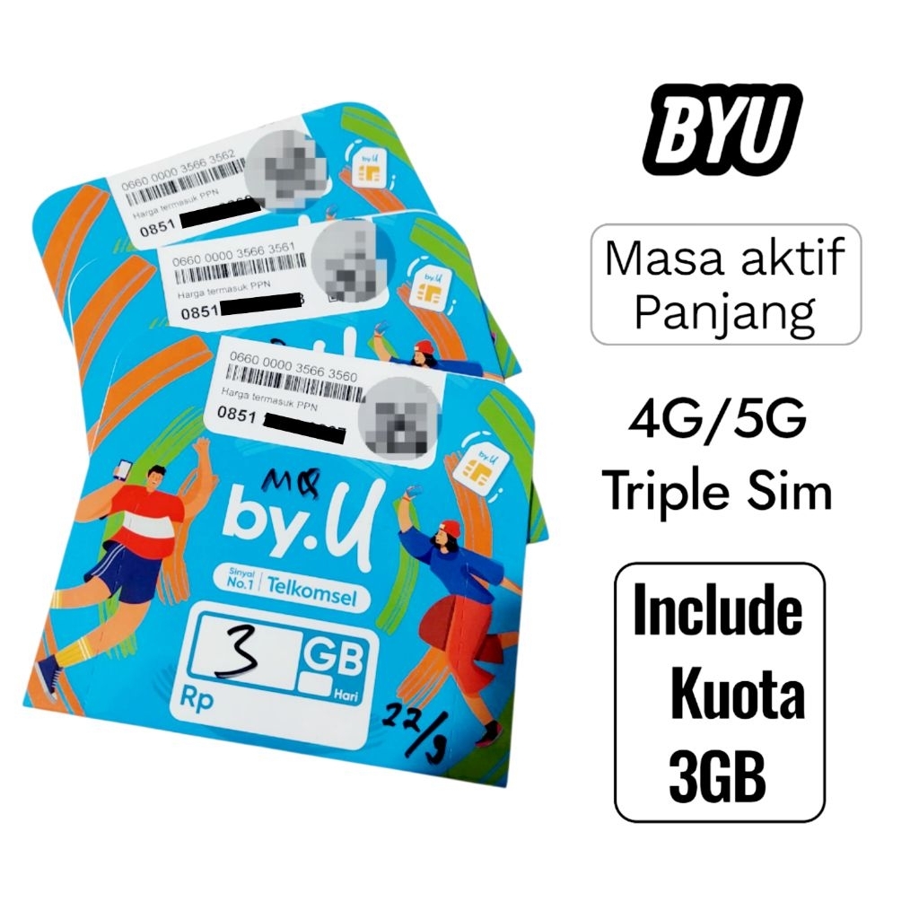 Perdana Internet BYU 3GB Kartu Kuota Data Telkomsel
