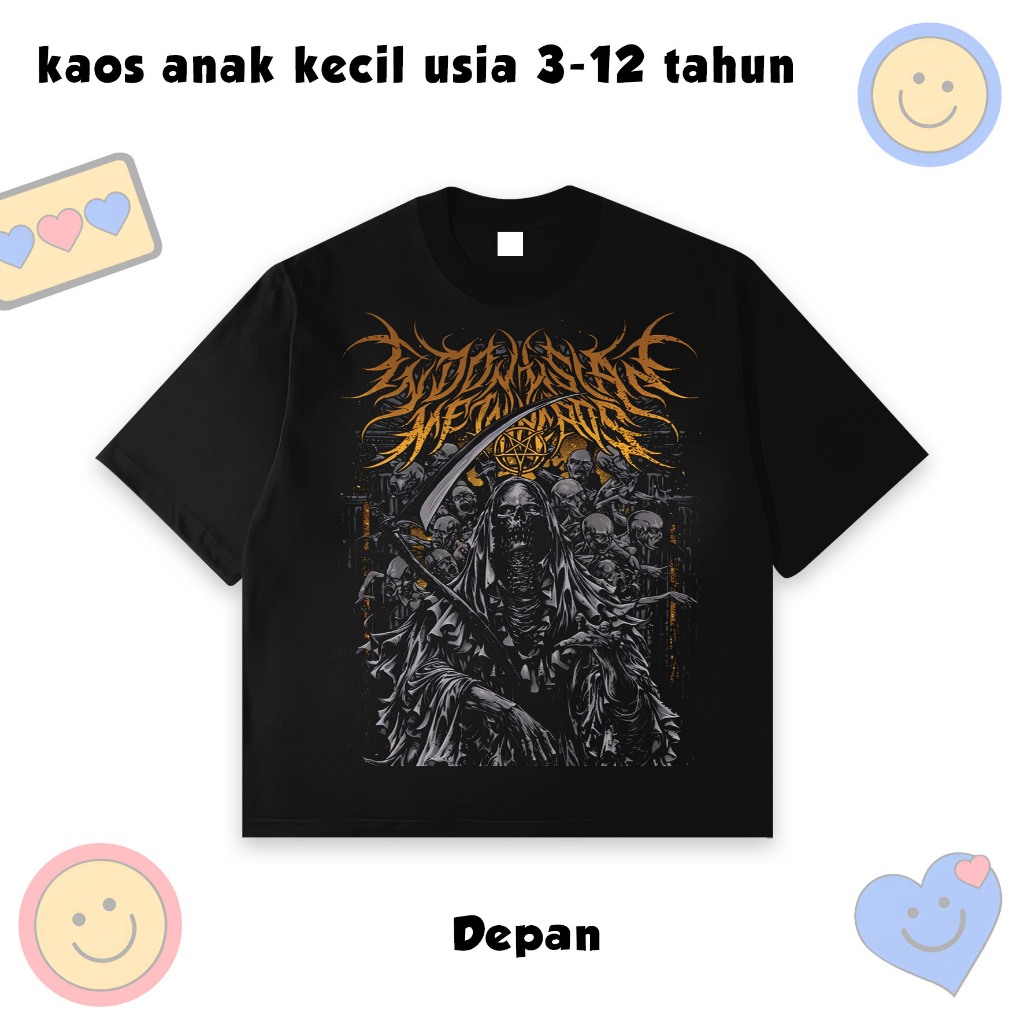 Kaos Distro Anak kecil usia 3 - 12 Tahun Motif Metal Hitam Imortal Vampire Kingdom