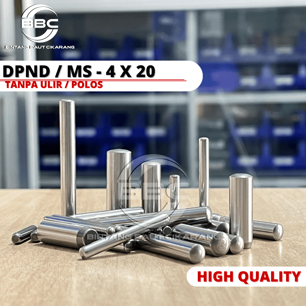 Dowel Pin DPND 4X20 MM Dowel Pin Polos Solid Tanpa Drat Ulir Tipe DPND / MS 4 x 20 mm