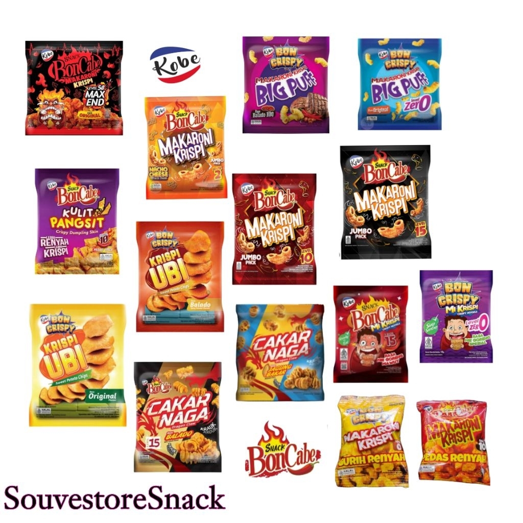 kobe Snack boncabe makaroni crispy/mie crispy/cakar naga/big puff/Makaroni krispi 500an 1rncng 10pcs