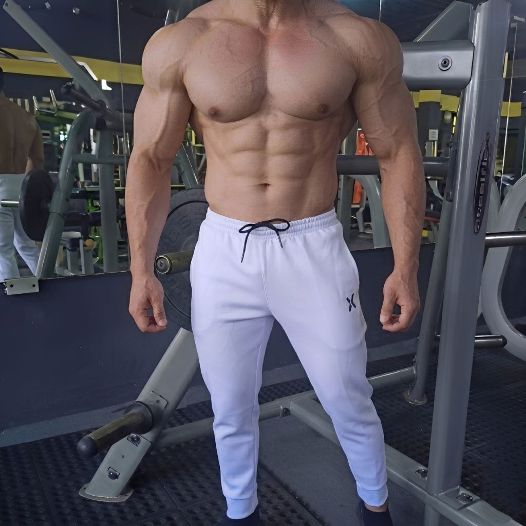 Xandroz Celana Joger Pants White Basic Pria Wanita Celana Fitness Gym Running Premium Quality