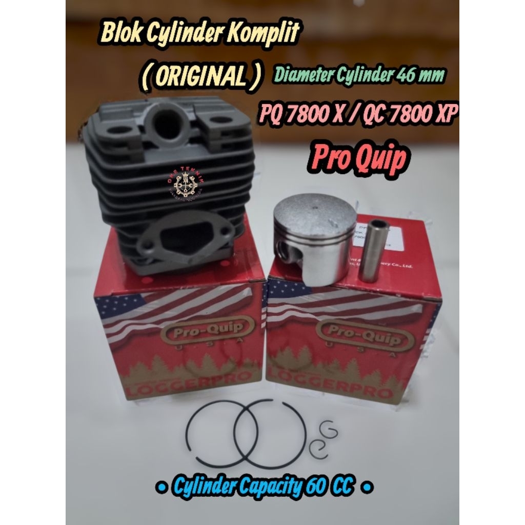 Blok Cylinder Komplit ProQuip QC 7800 XP Original – Cylinder Block 46mm 60cc Awet & Kuat | Sparepart