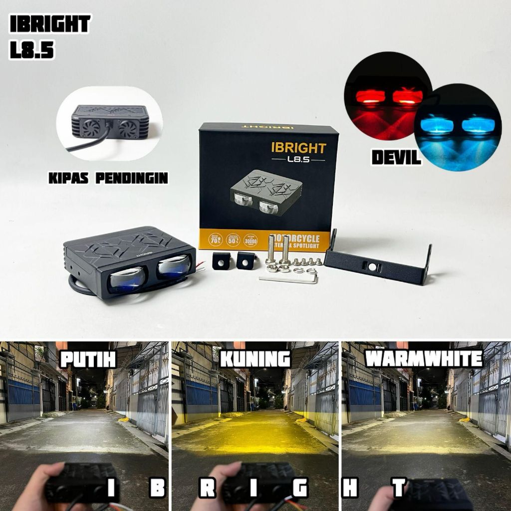 IBRIGHT L7.5 L8.5 L20 - Lampu Tembak Biled LED Slim Plus kipas