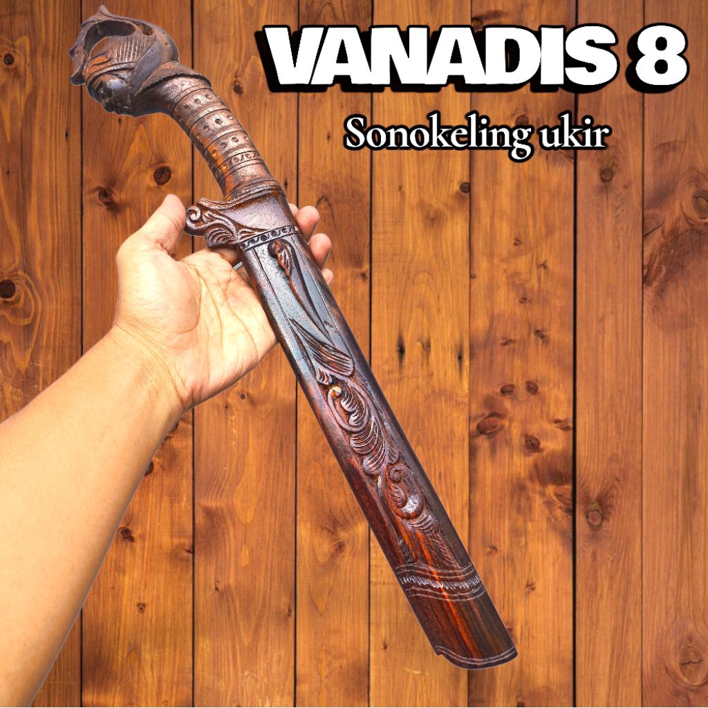 VANADIS 8 VACUUM FURNACE 61 HRC BERSERTIFIKAT, BALUTAN KAYU UKIR