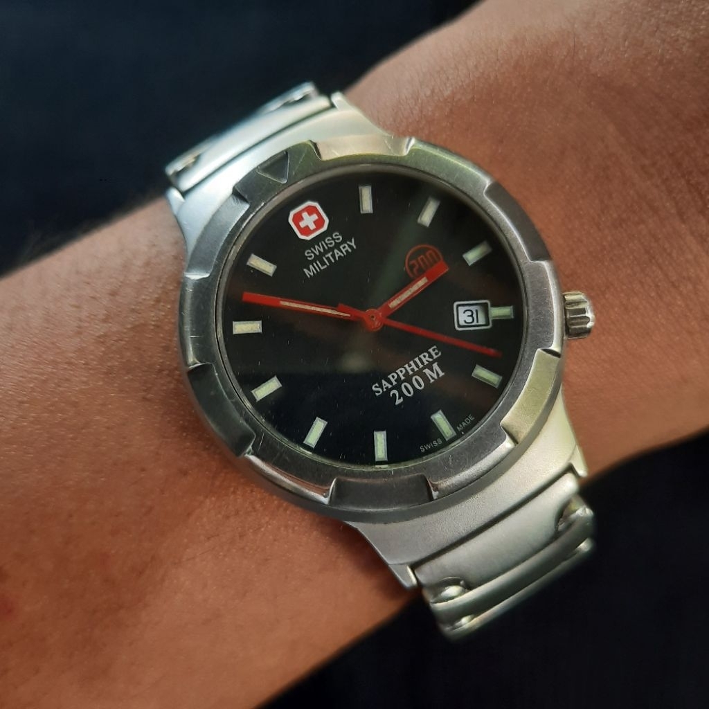 Jam Tangan Swiss military 5308 06 swiss made Black Dial Vintage 100%Original