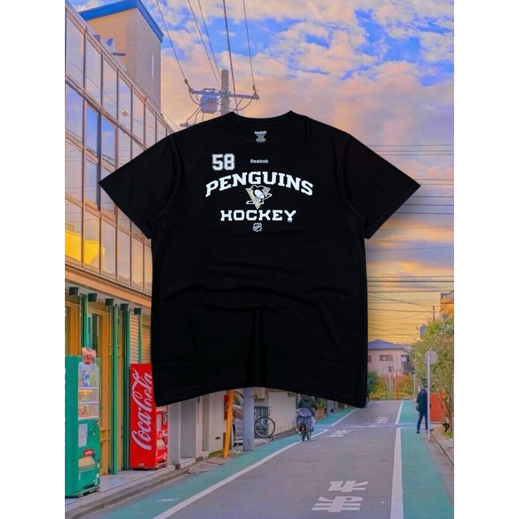 Kaos Vintage Rebok NHL Pittsburgh Penguin Hockey Black