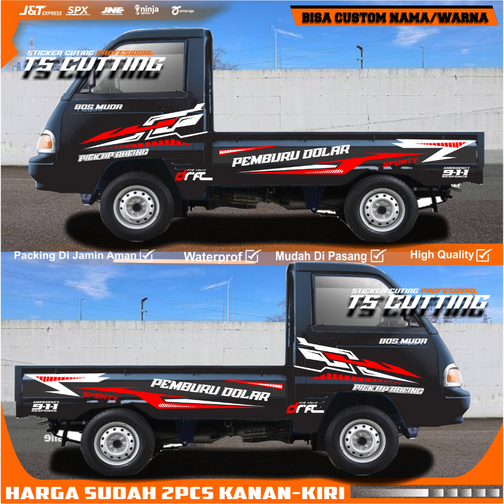 Stiker Cutting Mobil Pick up Mitsubishi COLT T120ss Stiker List Body JetPick-up Stiker Mobil Pickup 