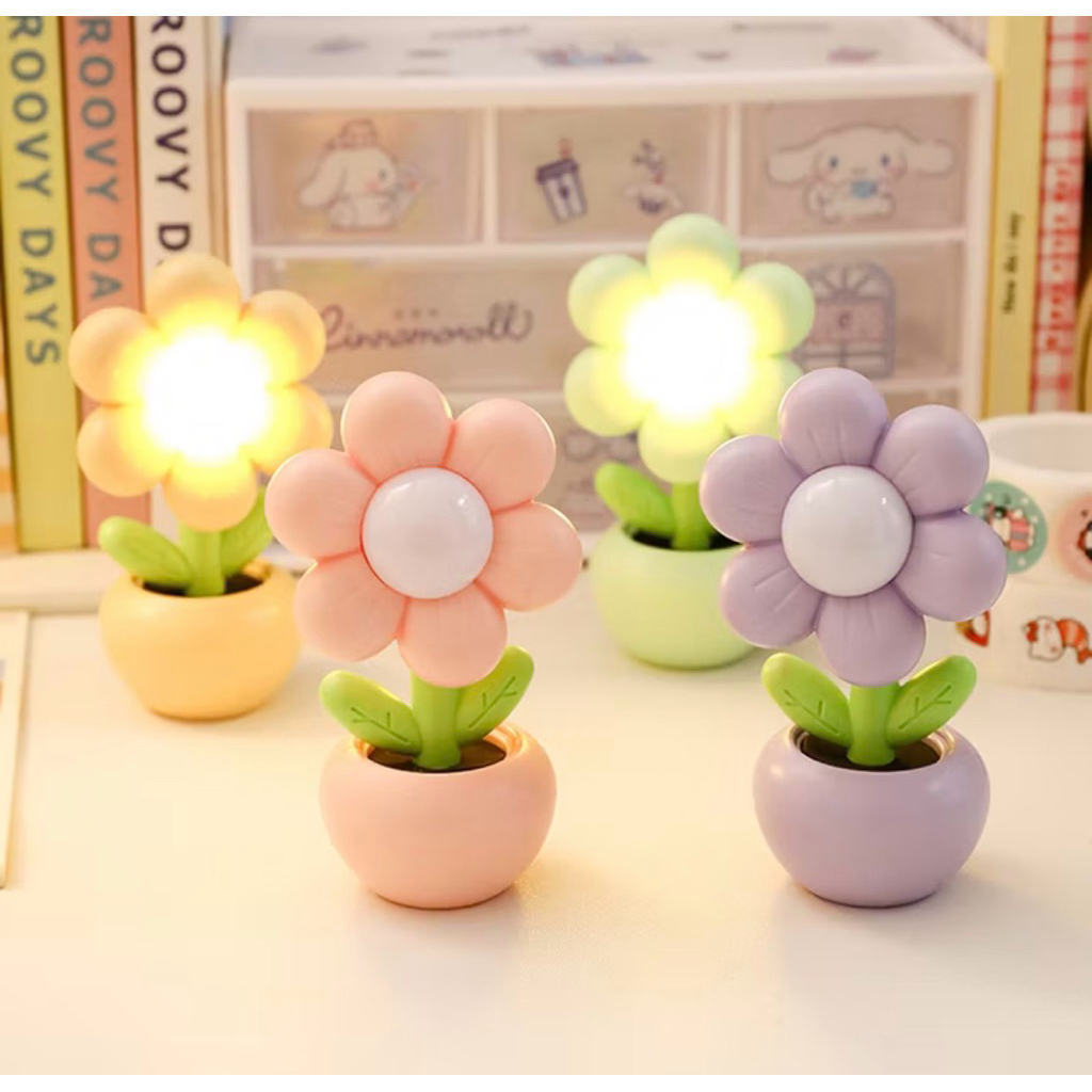 Lampu Meja Motif Bunga / Lampu Tidur Mini Aesthetic / Aksesoris Kamar Tidur Model Bunga / Lampu Meja