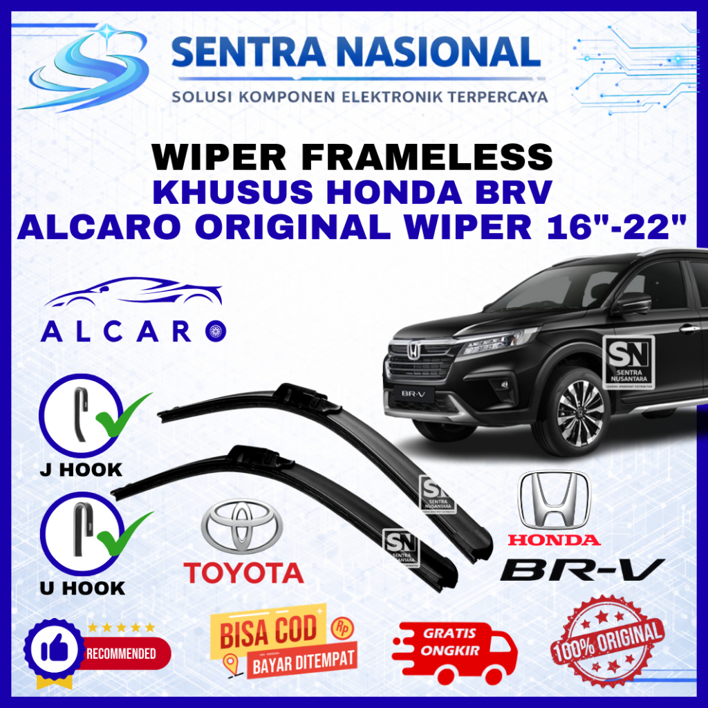 Wiper Mobil Honda BRV ALCARO ORIGINAL | Wiper Kaca Mobil Honda BR-V Model Frameless Premium | WIPER 