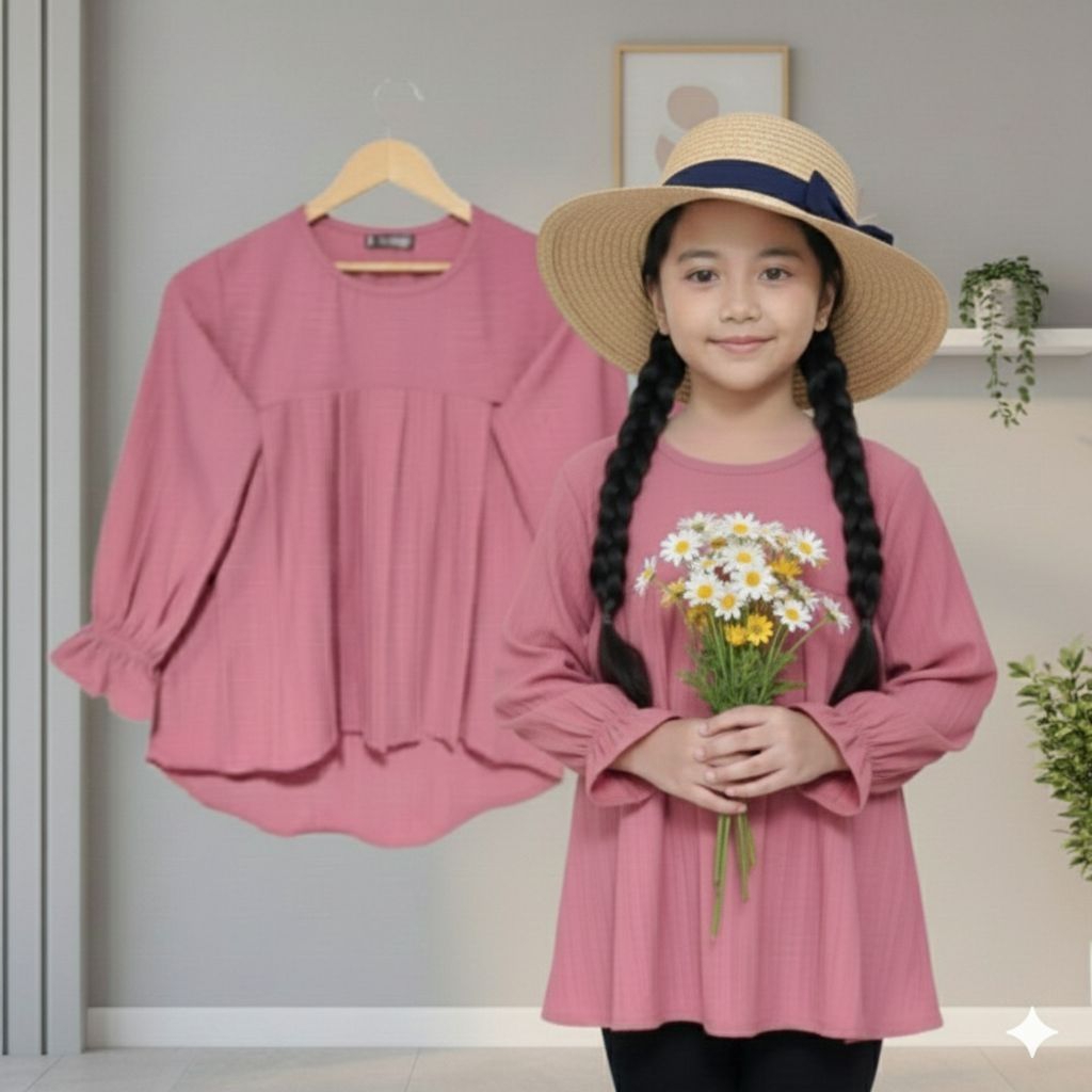 Atasan Anak/Blouse Anak Perempuan Bahan Crinkle Airflow Premium Kekinian