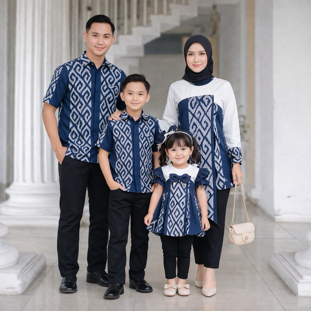 Nayara Family Set Tenun Modern Couple + Kids Series Premium Seragam Keluarga