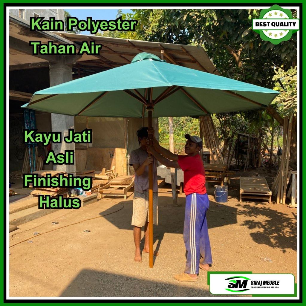 Payung Tenda Payung Taman Payung Cafe Bahan Kayu Jati Kain Waterproff Tahan Air