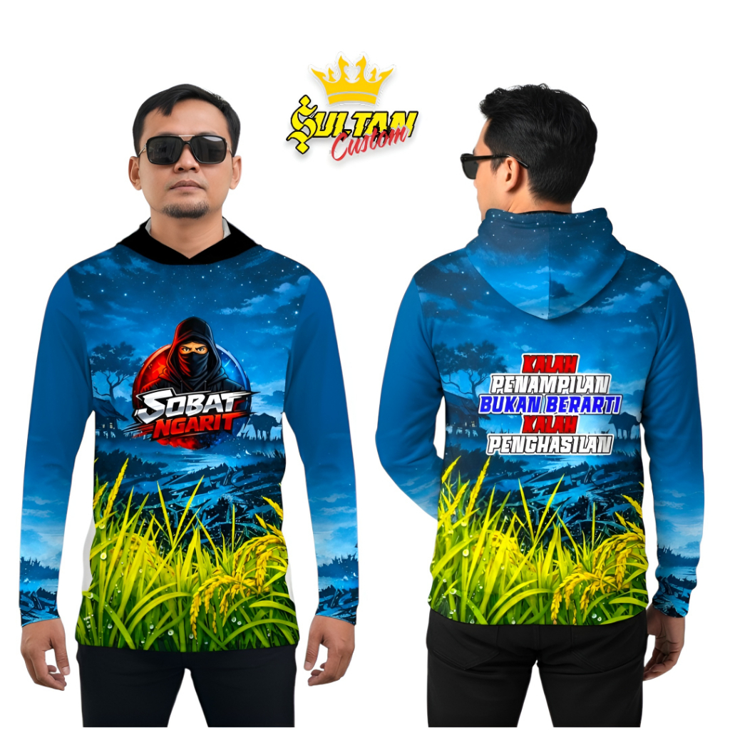 Jersey Petani Sobat Ngarit Full Print Kaos Komunitas Lengan Panjang