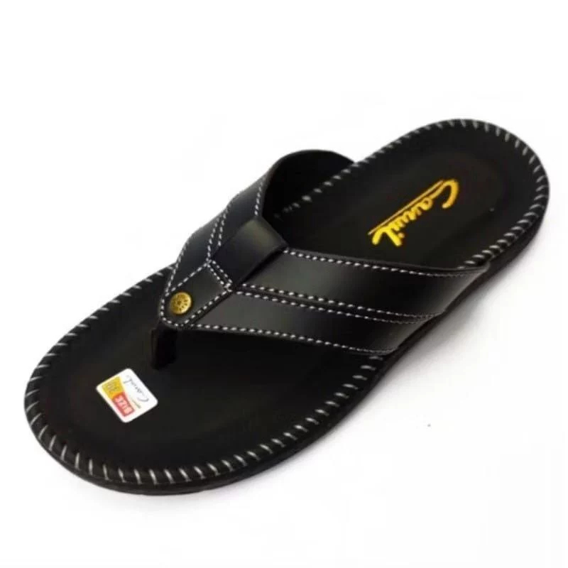 Kasilna Sandal Japit Pria Distro Terbaru My Trip MD39 Kulit Hitam - Nyaman Dipakai, Jahitan Rapi, So