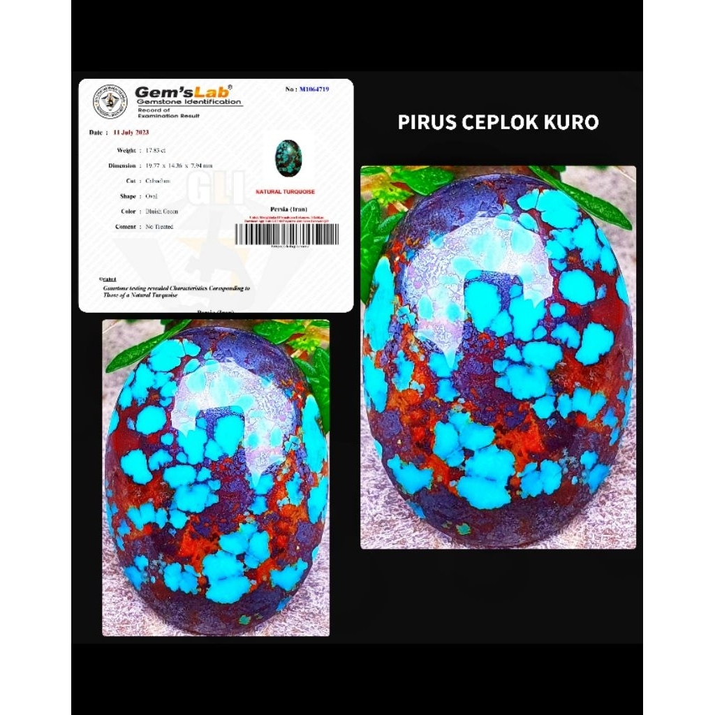 batu pirus blue persia super kuno ceplok kuro
