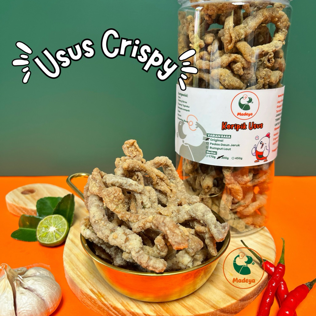 Keripik Usus Crispy Original berat 450gr Kemasan Toples