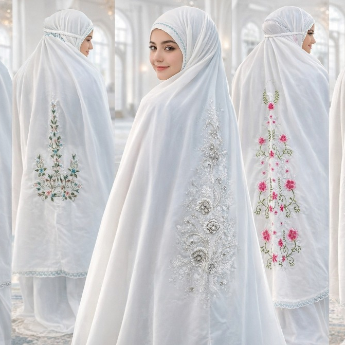 MUKENA PPG REMAJA PUTIH MOTIF WANITA DEWASA